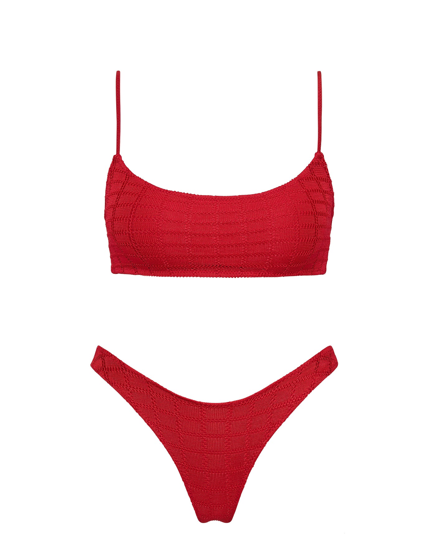TRIANGL MICA   PASHA Red Crochet Crop Bikini Set
