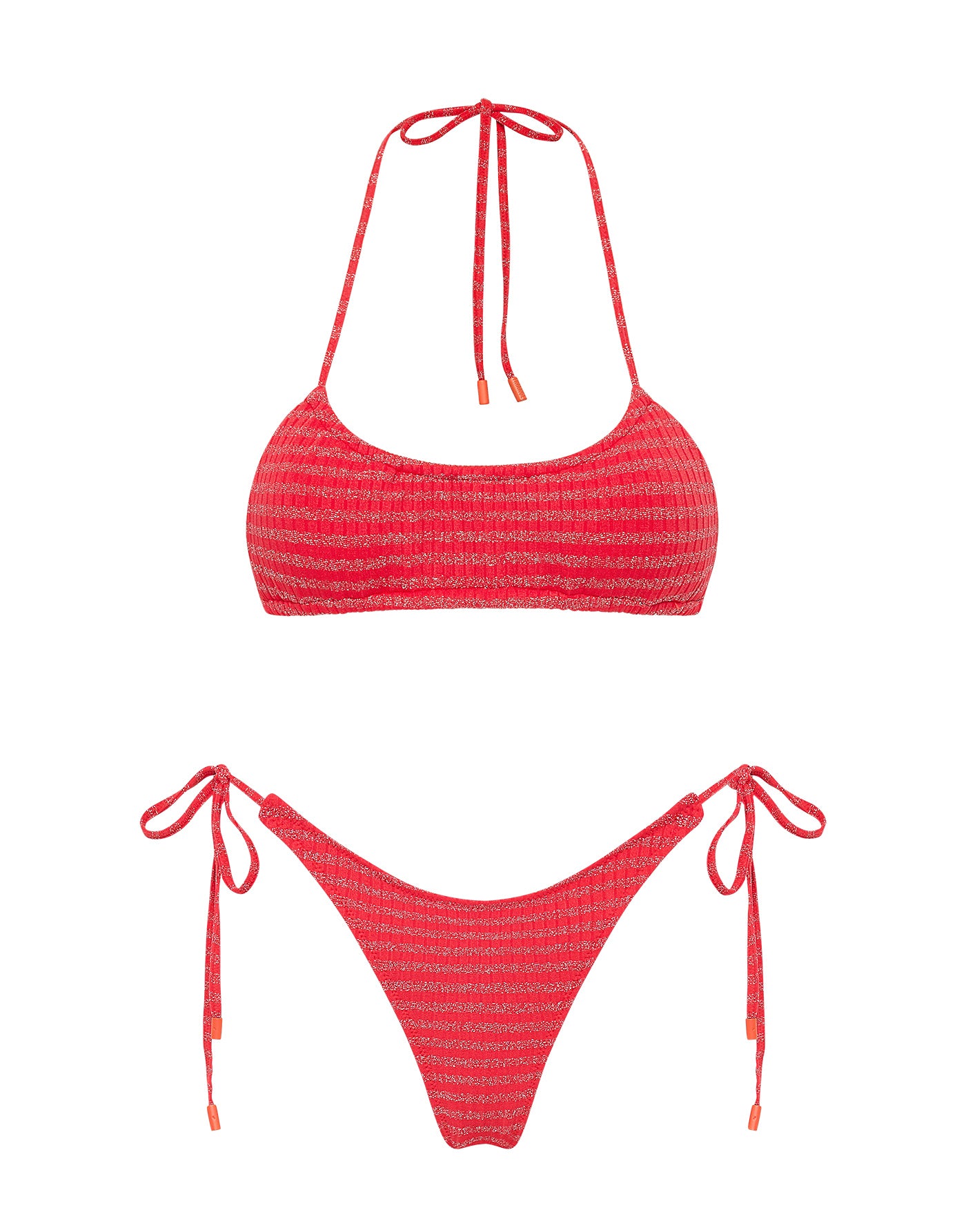 TRIANGL MYRTA   BERY Red Sparkle Halter Bikini Set