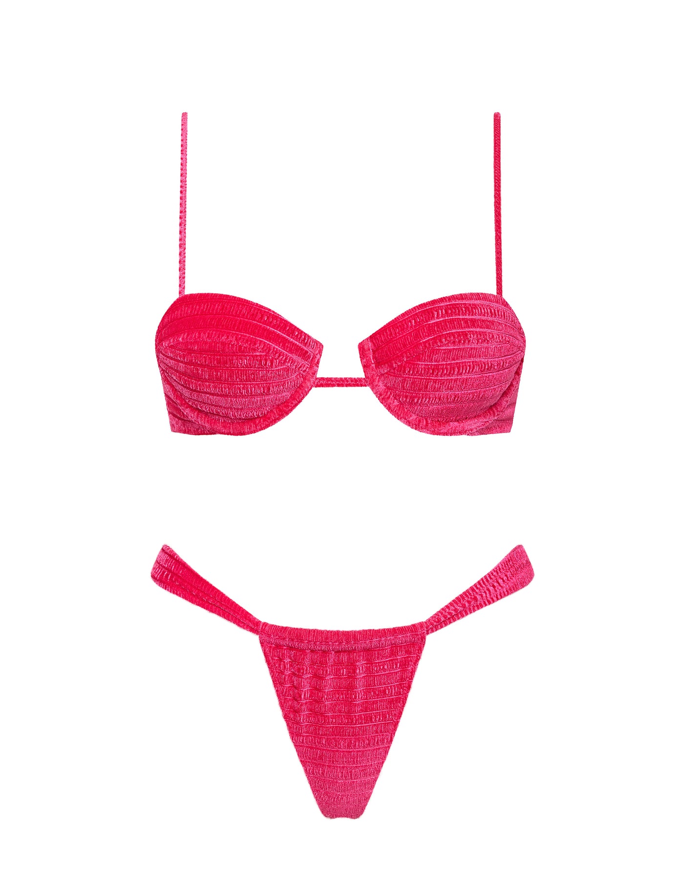 TRIANGL PALMA   MELIN Pink Velvet Balconette Bikini Set