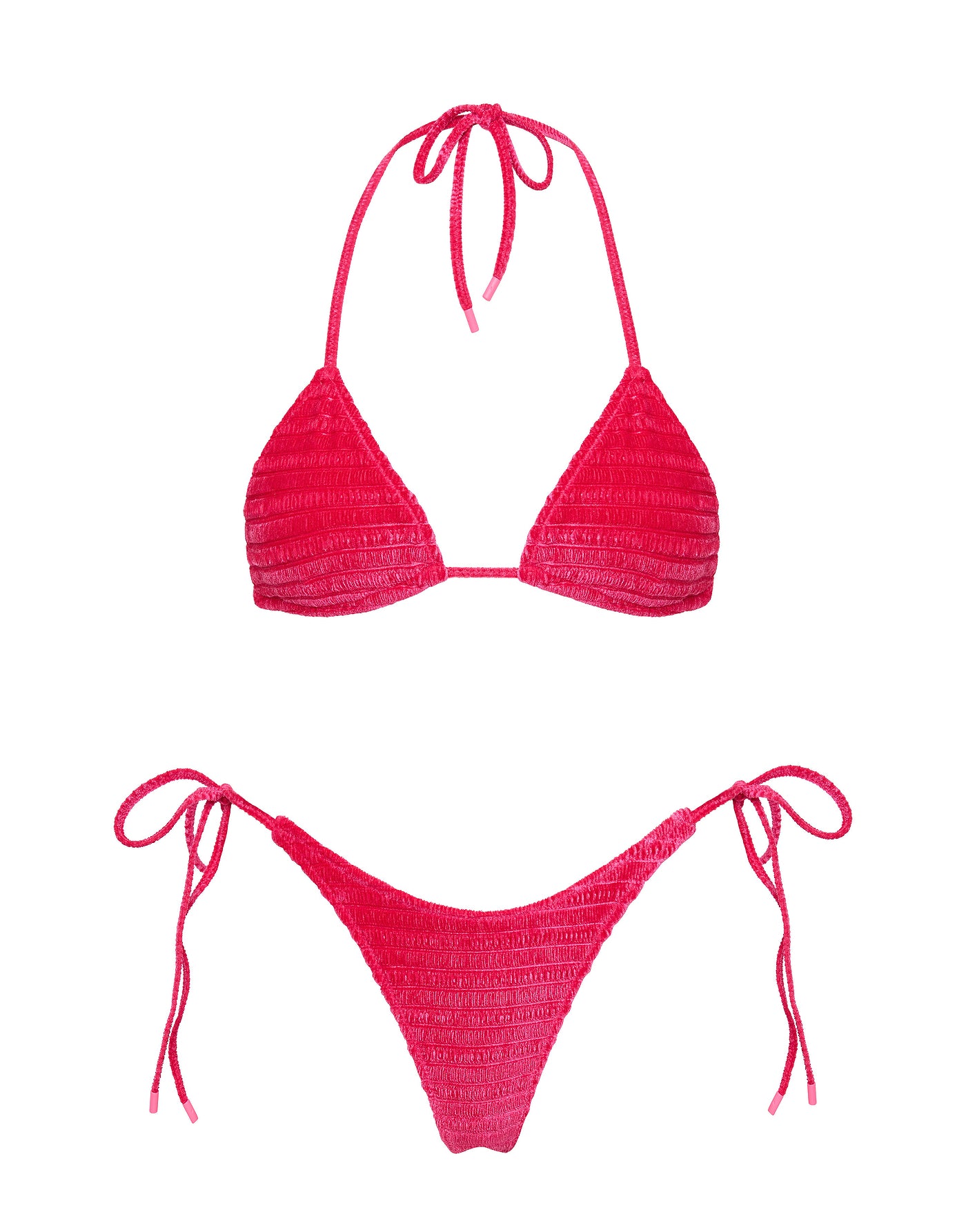 VINCA   MELIN Pink Velvet Triangle Bikini Set