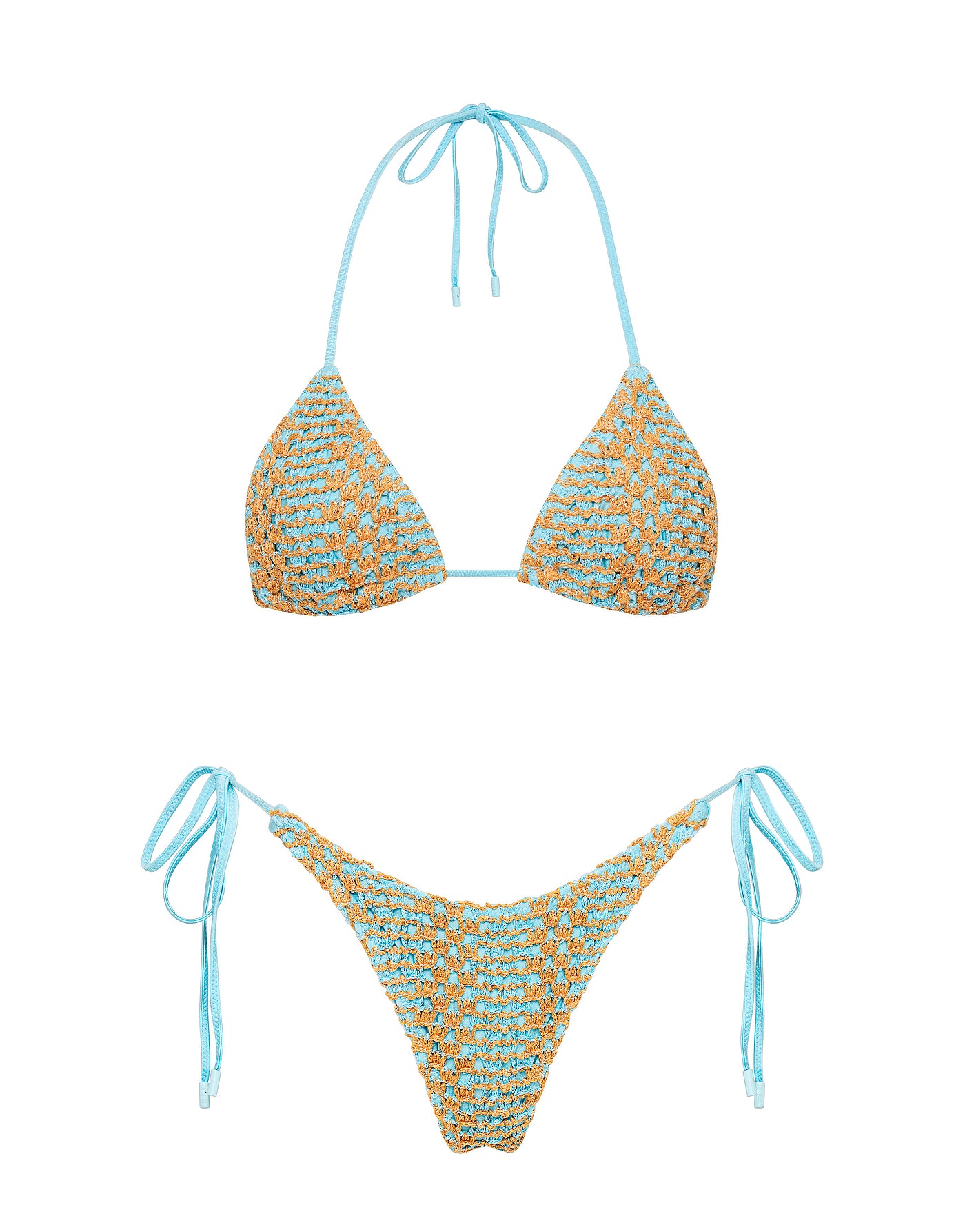 VINCA   SERNA Sparkle Crochet Triangle Bikini Set