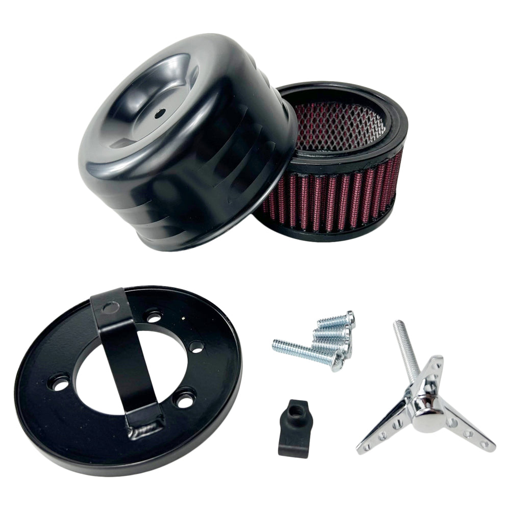 TC Bros. Black Louvered Air Cleaner Bendix Zenith & Keihin Butterfly Carbs
