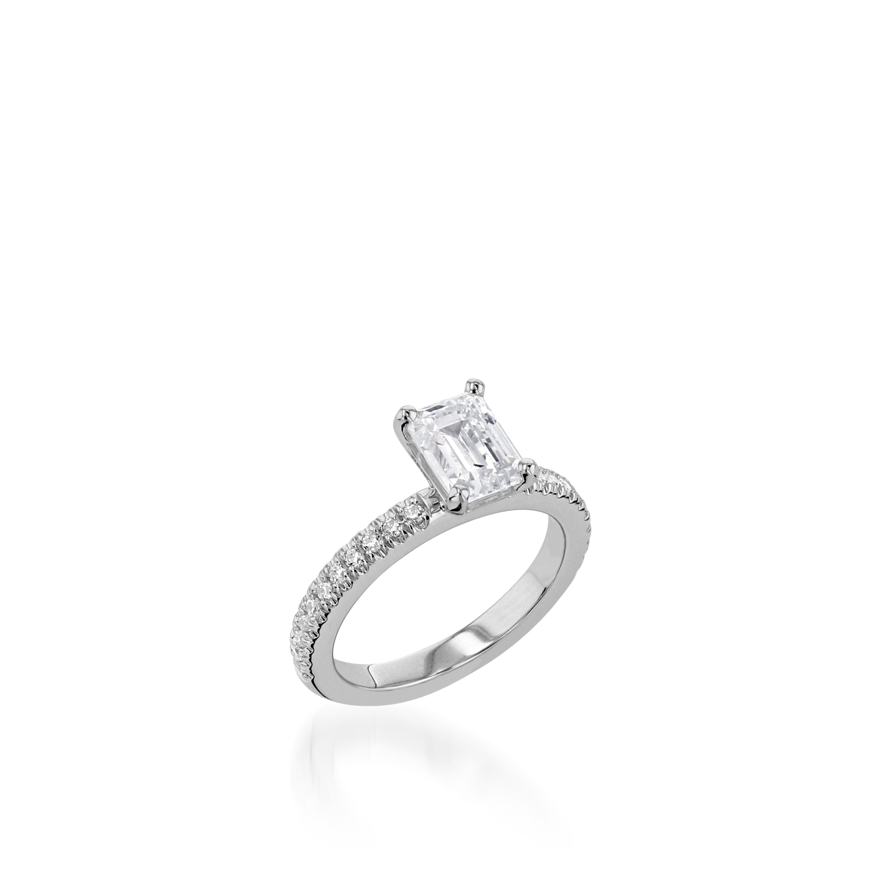 JOHN ATENCIO Essence Emerald Cut White Gold Engagement Ring