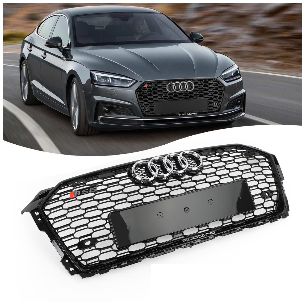 VIPIH 2017 2018 2019 Audi A5/A5 Quattro/A5 Sportback/S5 Honeycomb RS5 Style Honeycomb Sport Mesh Hex Grille Grill Generic