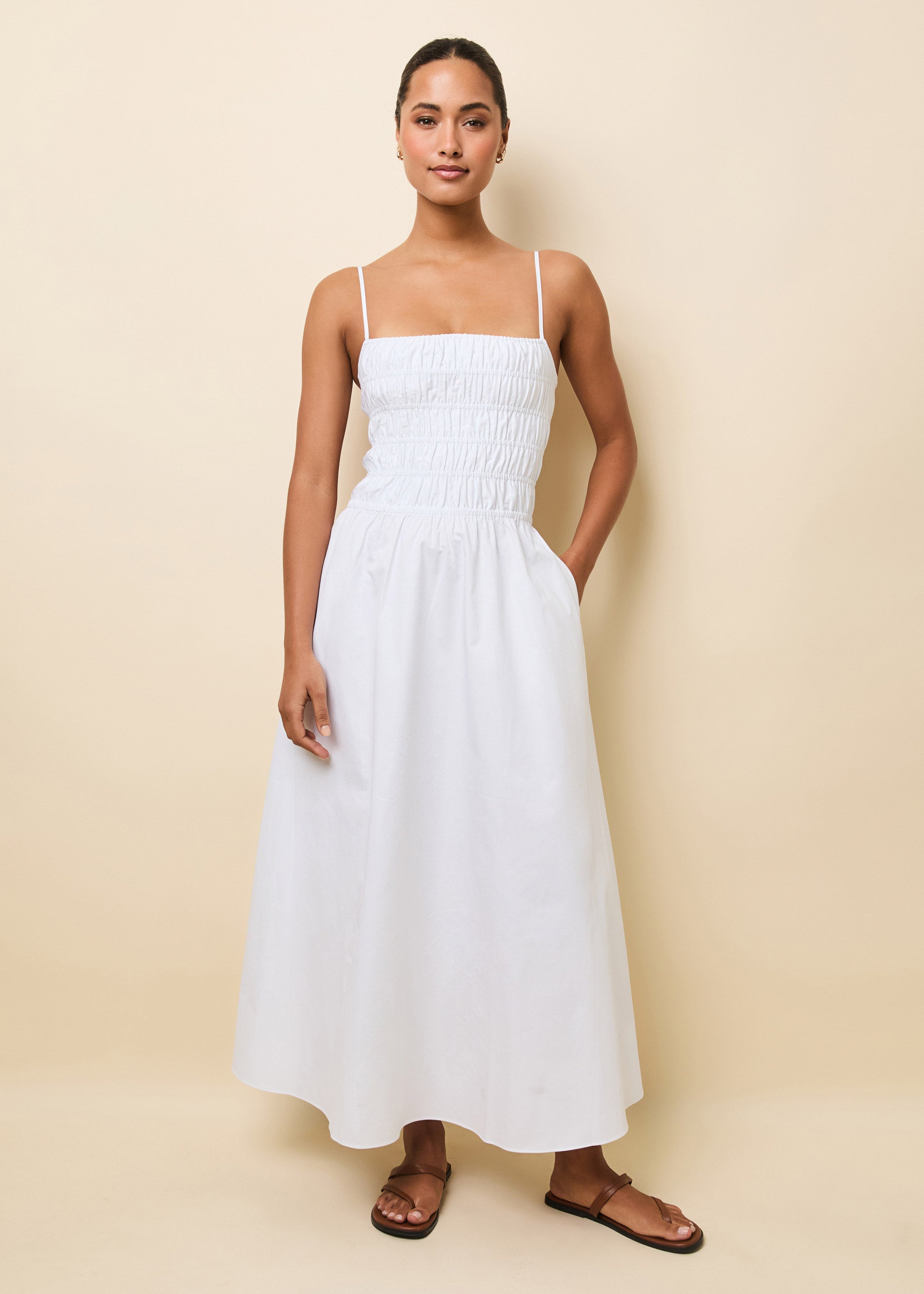 SOLID & STRIPED Delta Midi Dress Optic White
