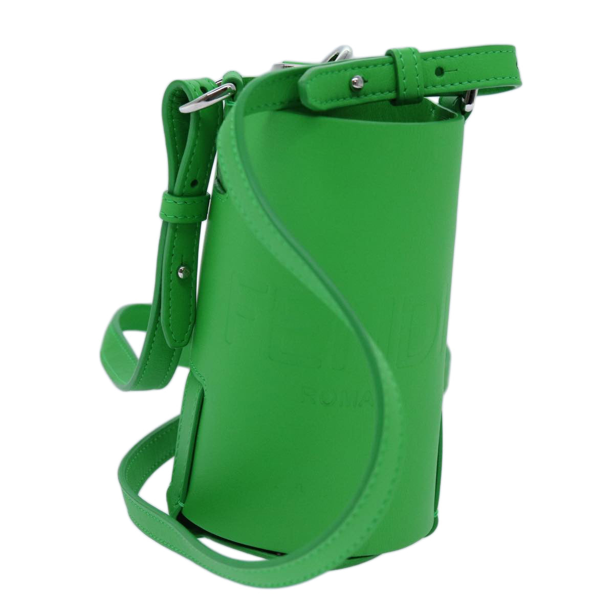 FENDI Bottle Holder Water bottle Leather Green Auth 70256AV