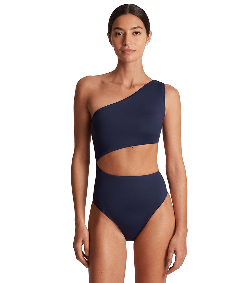 Lauren Ralph Lauren Women's Beach Club Solids One Shoulder Cutout One Piece Swimsuit