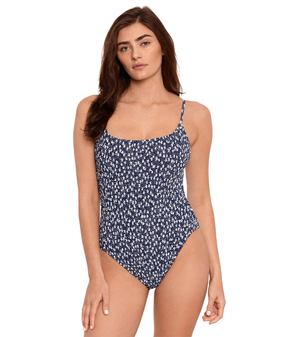 Polo Ralph Lauren Women's Le Petit Fleur Smocked Kennedy One Piece Swimsuit
