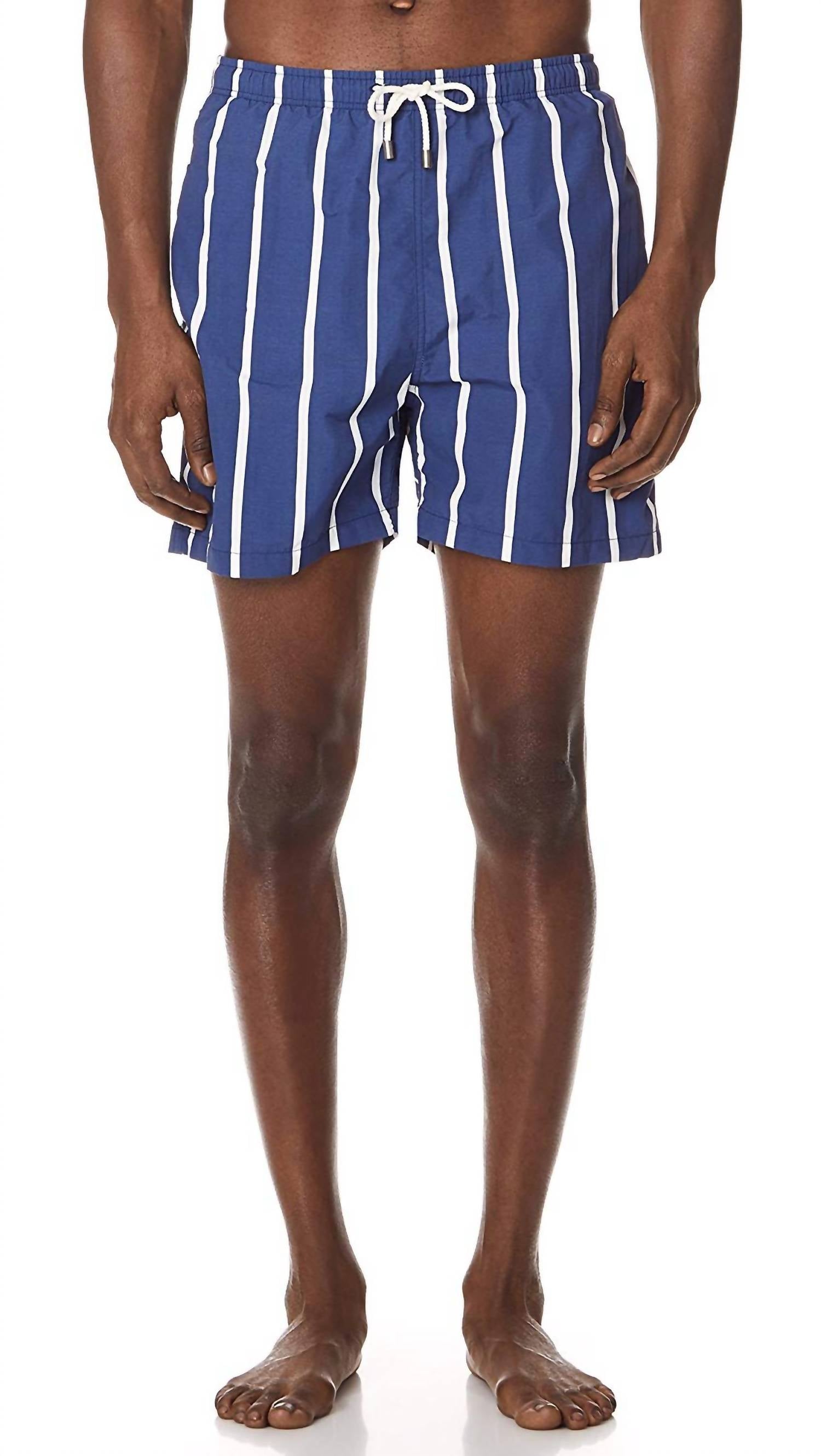 2244 The Classic Drawstrings Swim Shorts Trunks In Bondi Slate Stripe