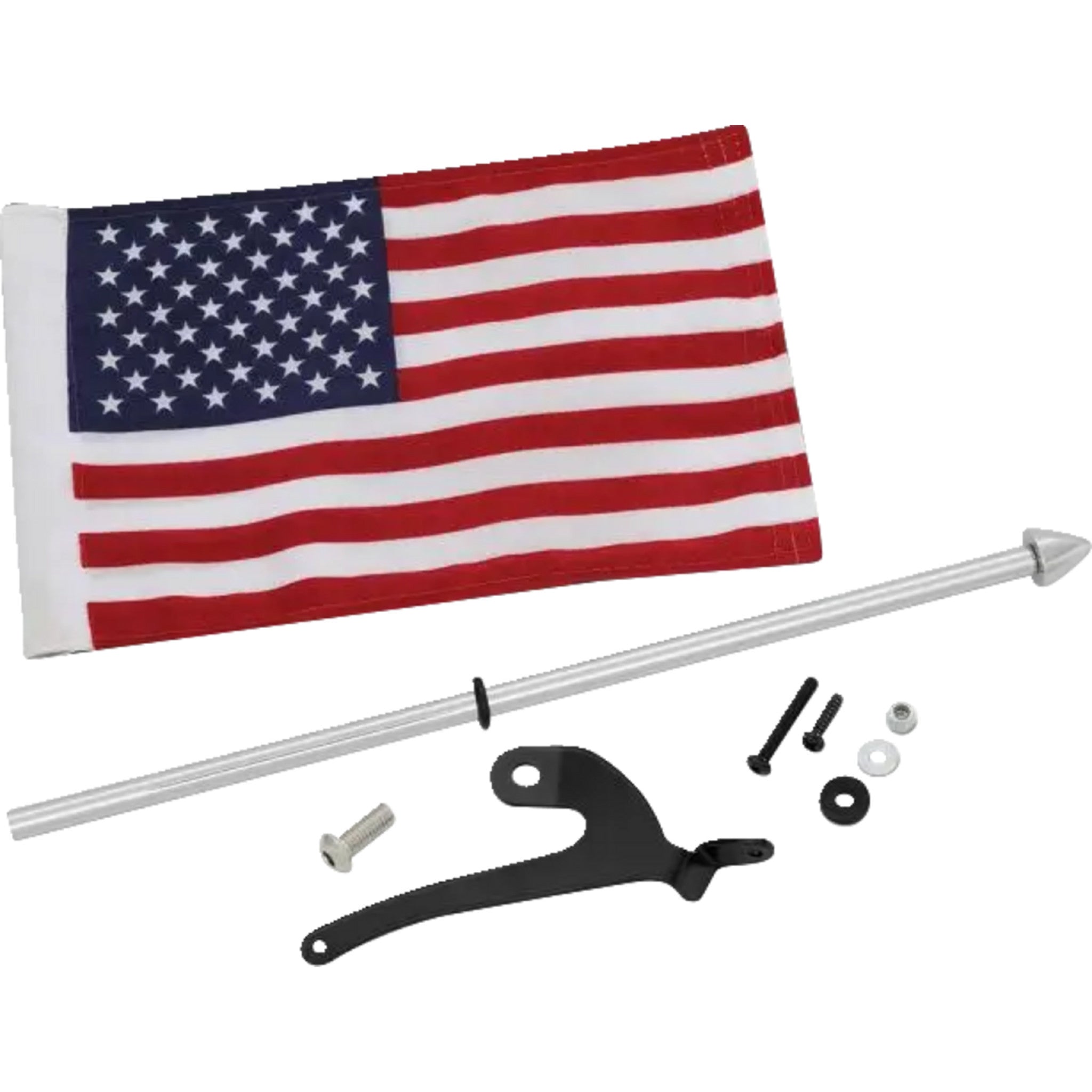 SHOW CHROME 0521 2067 41 210R Flag Pole For Can Am RT with US Flag Flag Pole   Right   Chrome   Can Am RT/F3