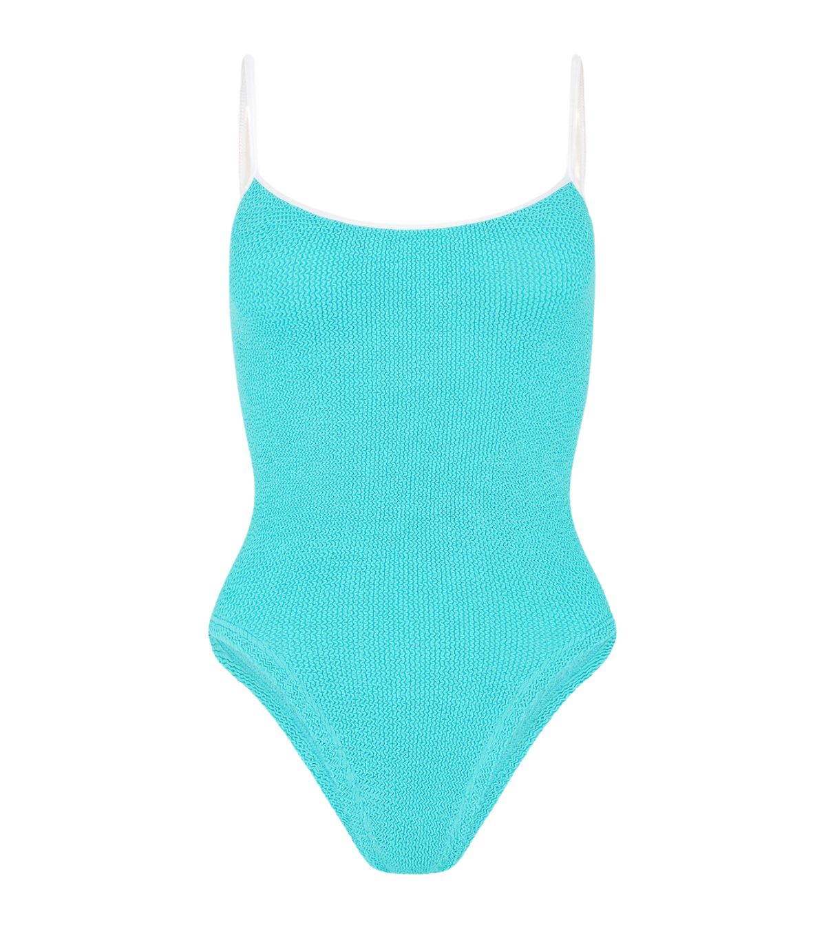 HUNZA G Aqua Pamela Contrast One Piece Swimsuit