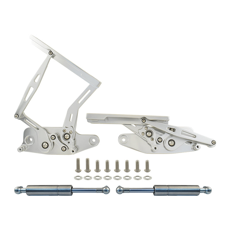 CALFLOW Ford Falcon XR XT XW XY Bonnet Hinge Kit, Silver Billet Aluminium