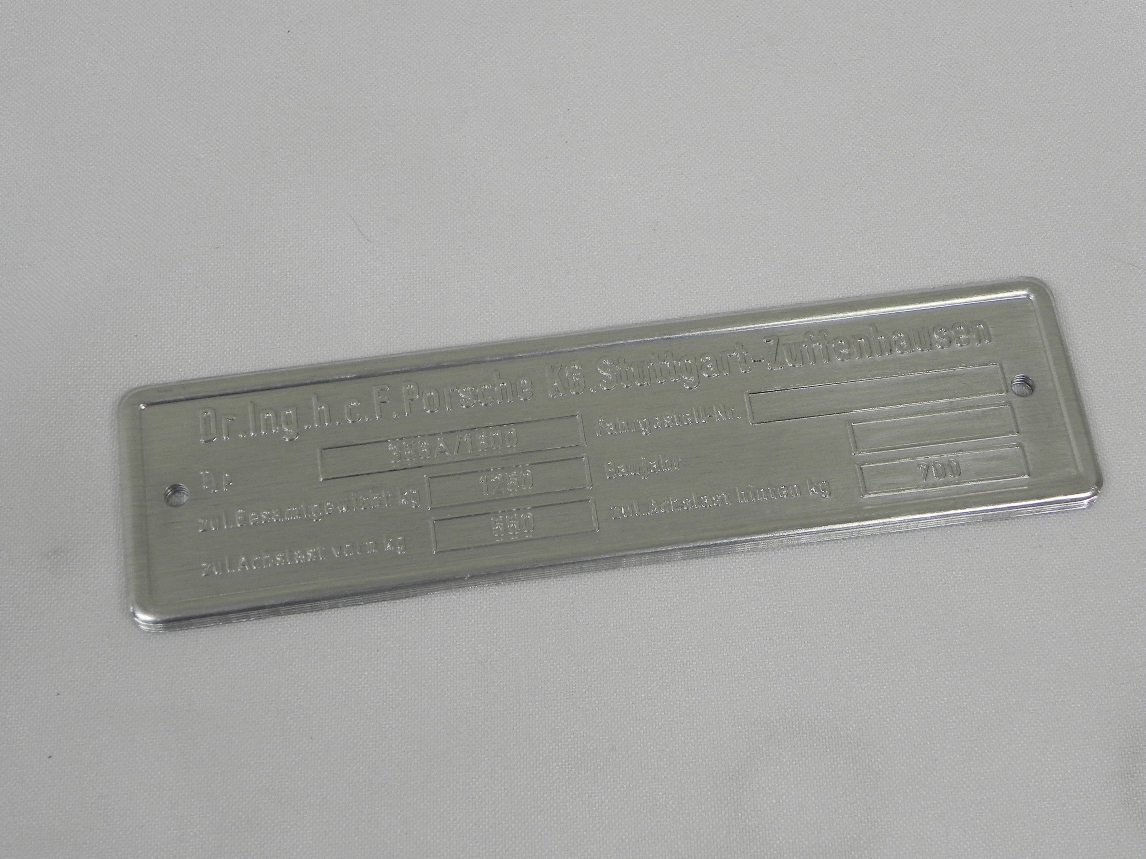 PORSCHE 356 A Chassis ID Plate