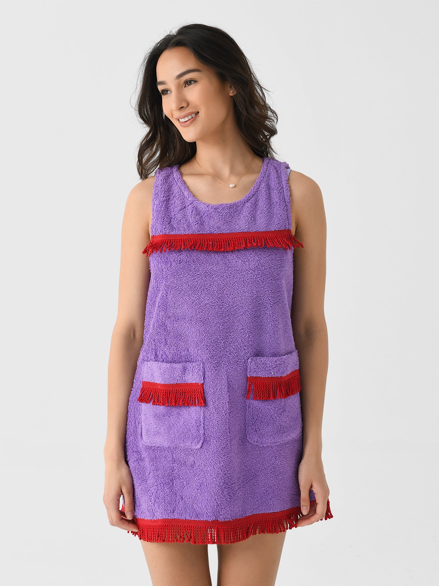 La Veste Women's Fringes Mini Towel Dress