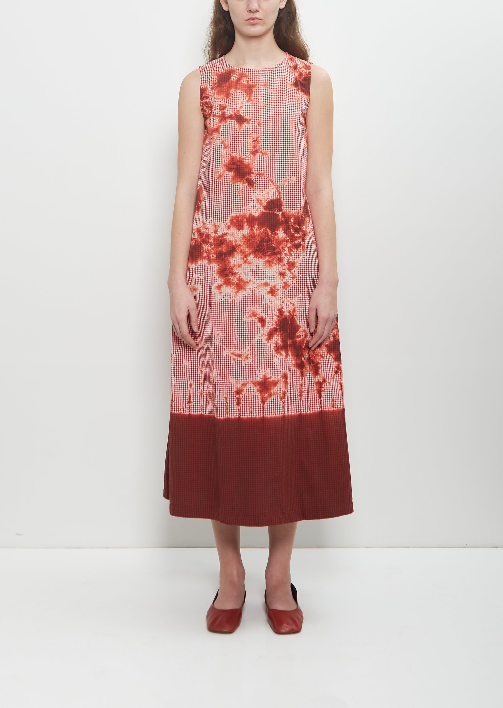 SUZUSAN Cotton Gingham Check Sleeveless Dress