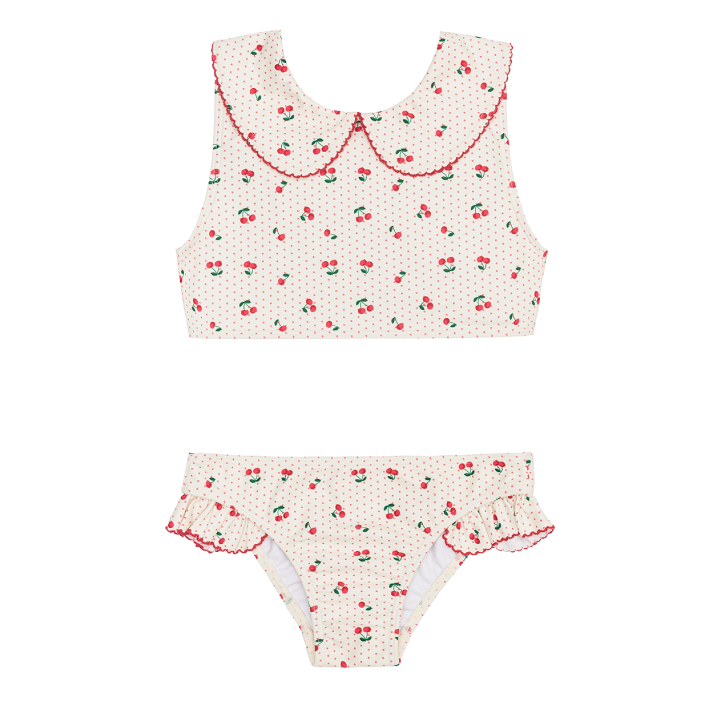 MINNOW SWIM Girl’s Summer Cherries Rounded Collar Bikini
