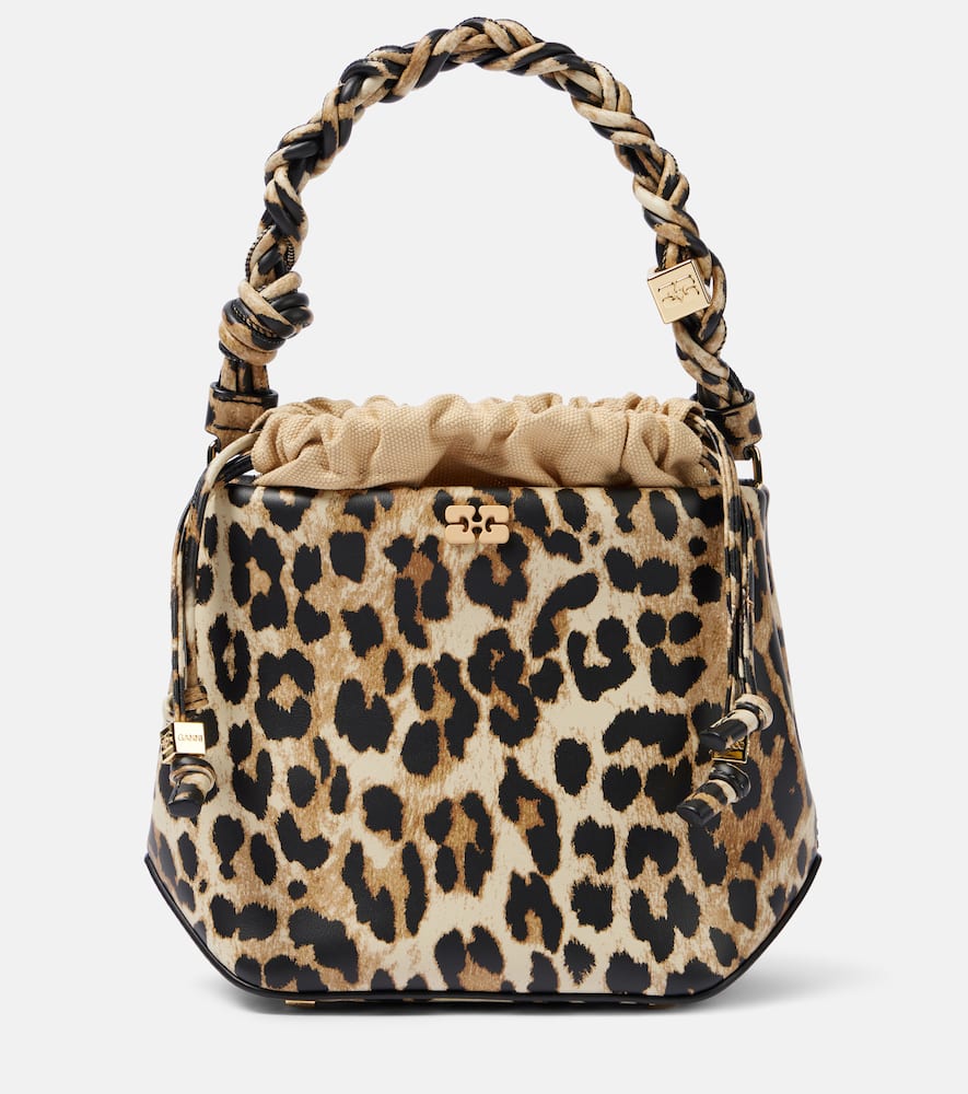 Ganni Bou leopard print bucket bag