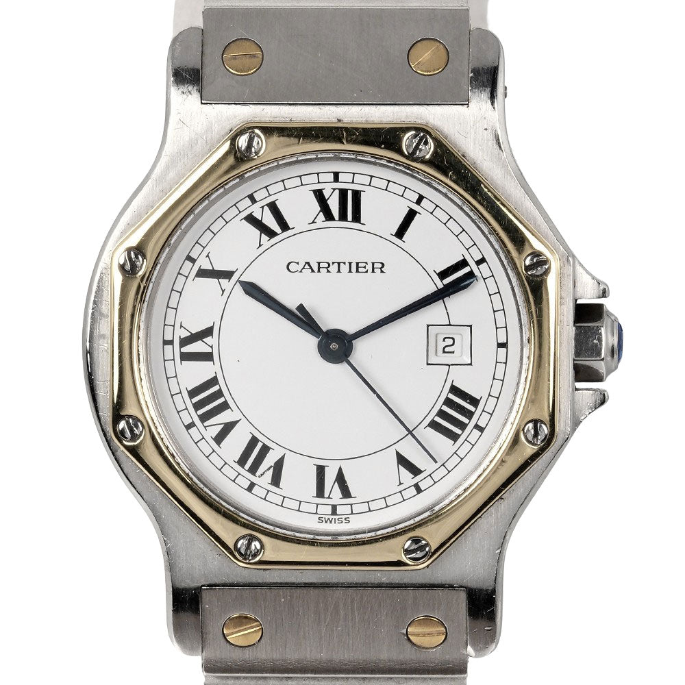 KYOTO NISHIKINO 【CARTIER】カルティエ
 サントスオクタゴンMM 腕時計
 ステンレススチール 自動巻き 白文字盤 Santos Octagon MM ボーイズ
