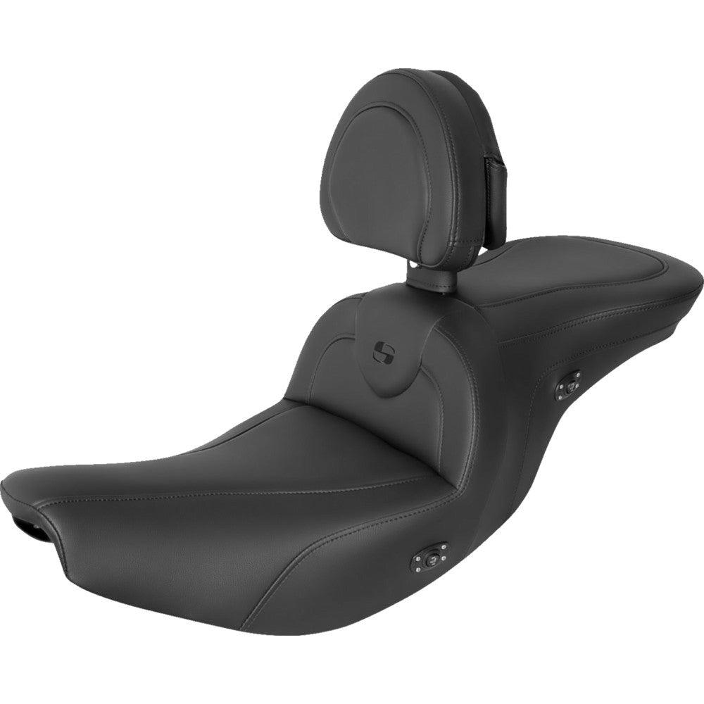 Saddlemen RoadSofa Seat   With Backrest   Black WBlack Stitching   Heated   Indian 14 23   For: Indian   Chief