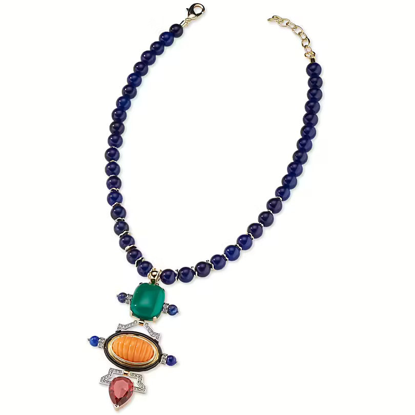 Sovrani collana con pendente Fashion Mood bronzo finitura PVD oro giallo 18kt quarzo e agata J10845