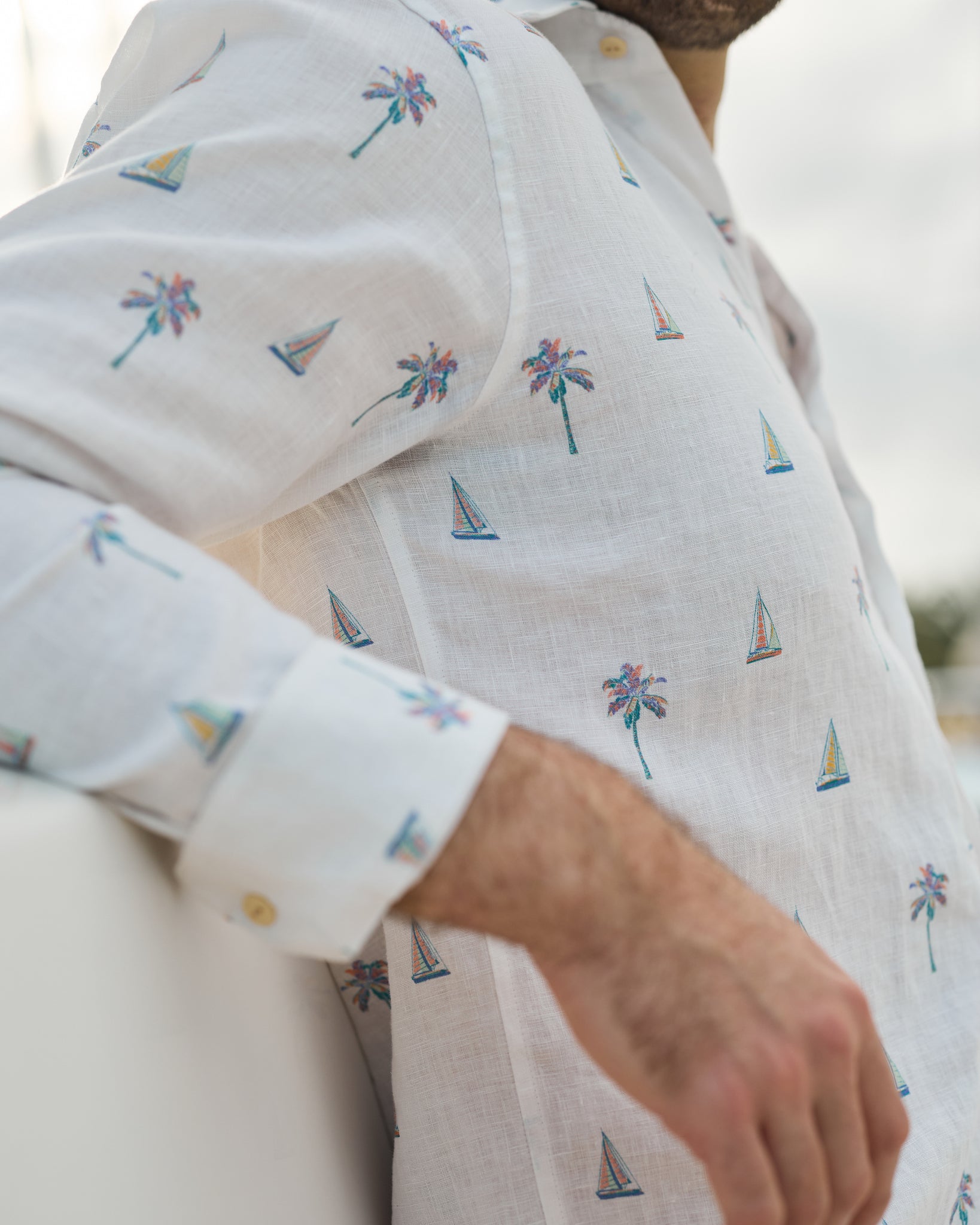 KENNY FLOWERS The Yacht Club   Long Sleeve Linen Shirt
