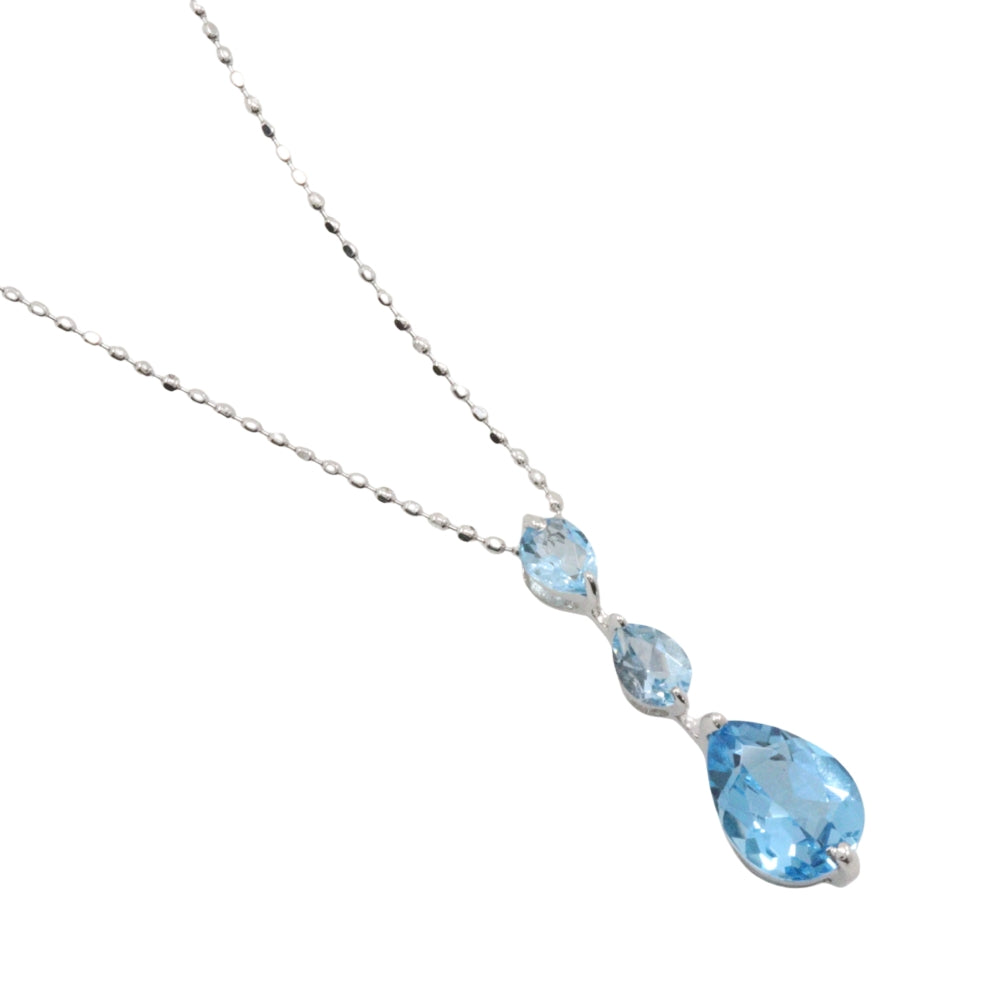 Georg Jensen Necklace 18k White Gold  Blue Topaz  Aquamarine Silver teardrop Women Used Authentic