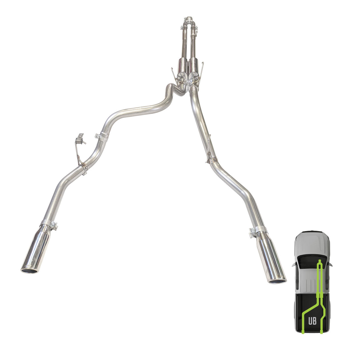 MPI EXHAUST TECHNOLOGIES RAM, 2011 2024, 6.4L, Stainless   MPI Exhaust Cat Back Dual Stainless Kits