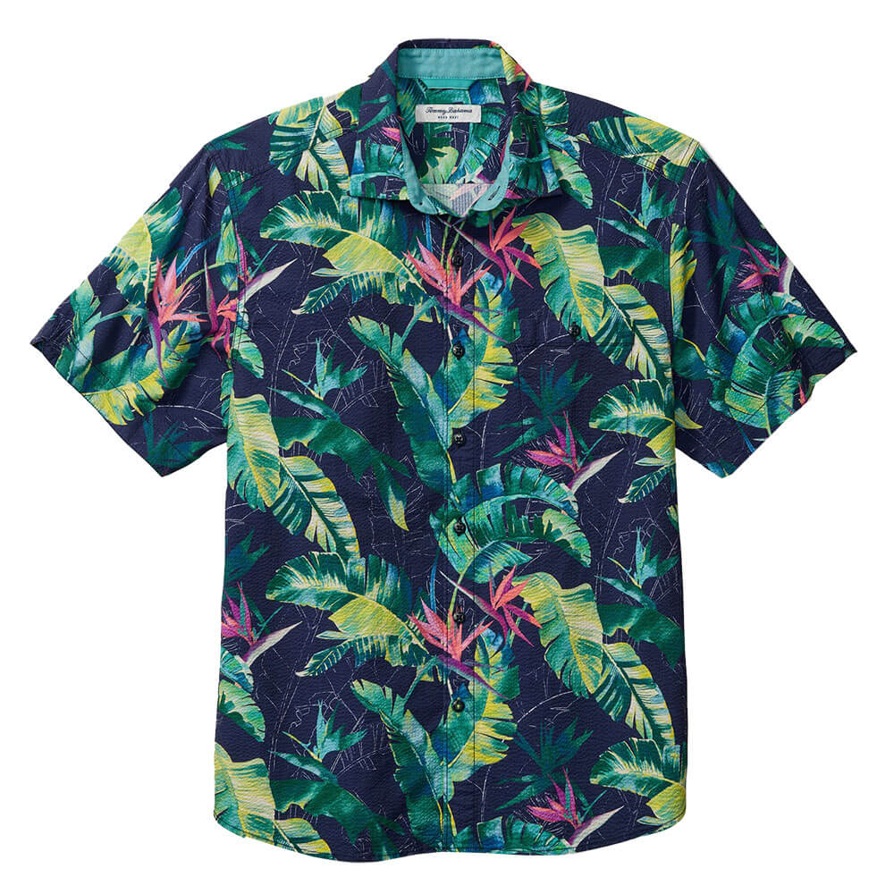 TOMMY BAHAMA MENS Tommy Bahama Nova Wave Sunnyvale Blooms Camp Shirt   Blue Jean