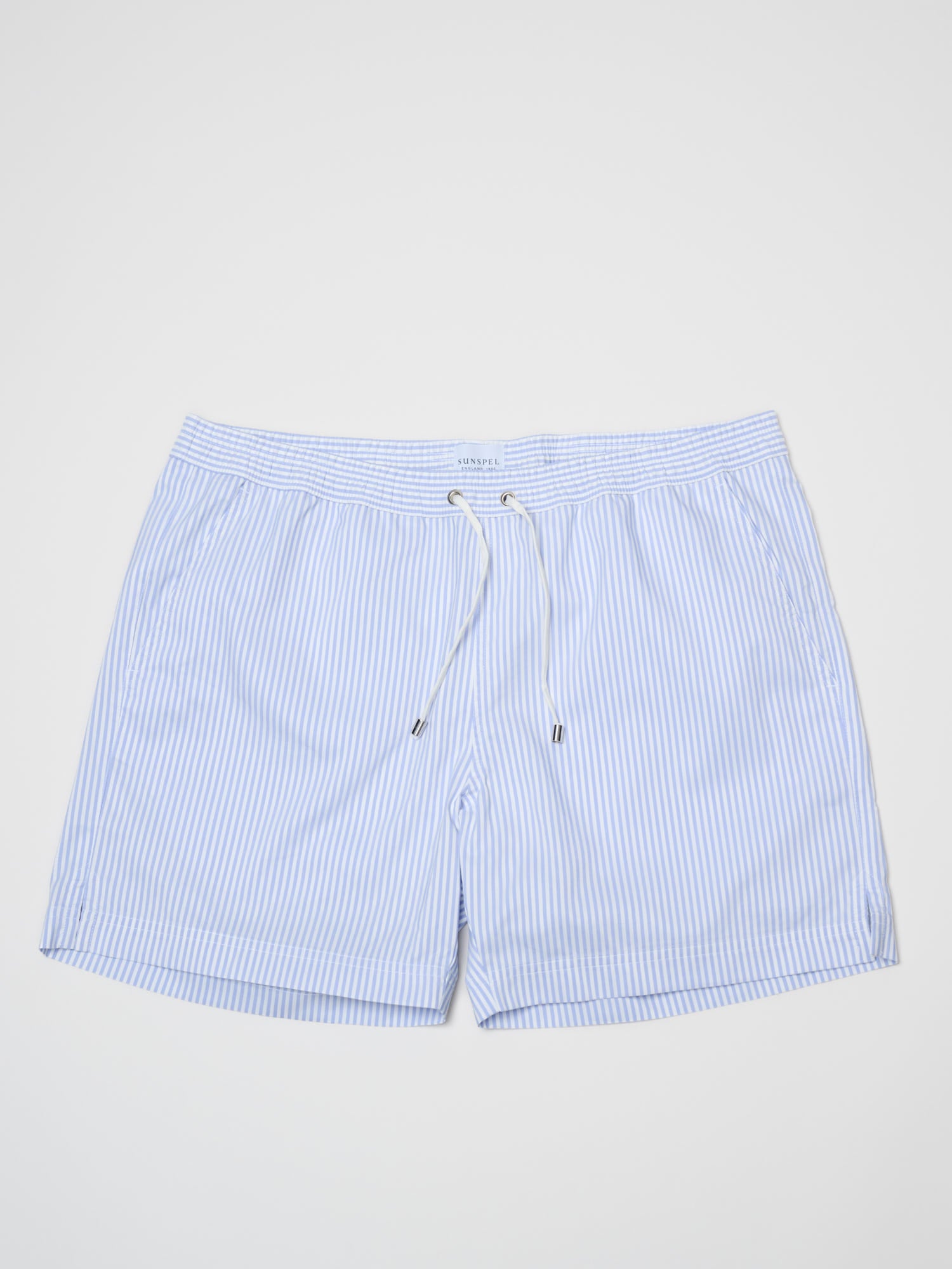 SUNSPEL Stripe Swimshort  White Cool Blue Swim Stripe