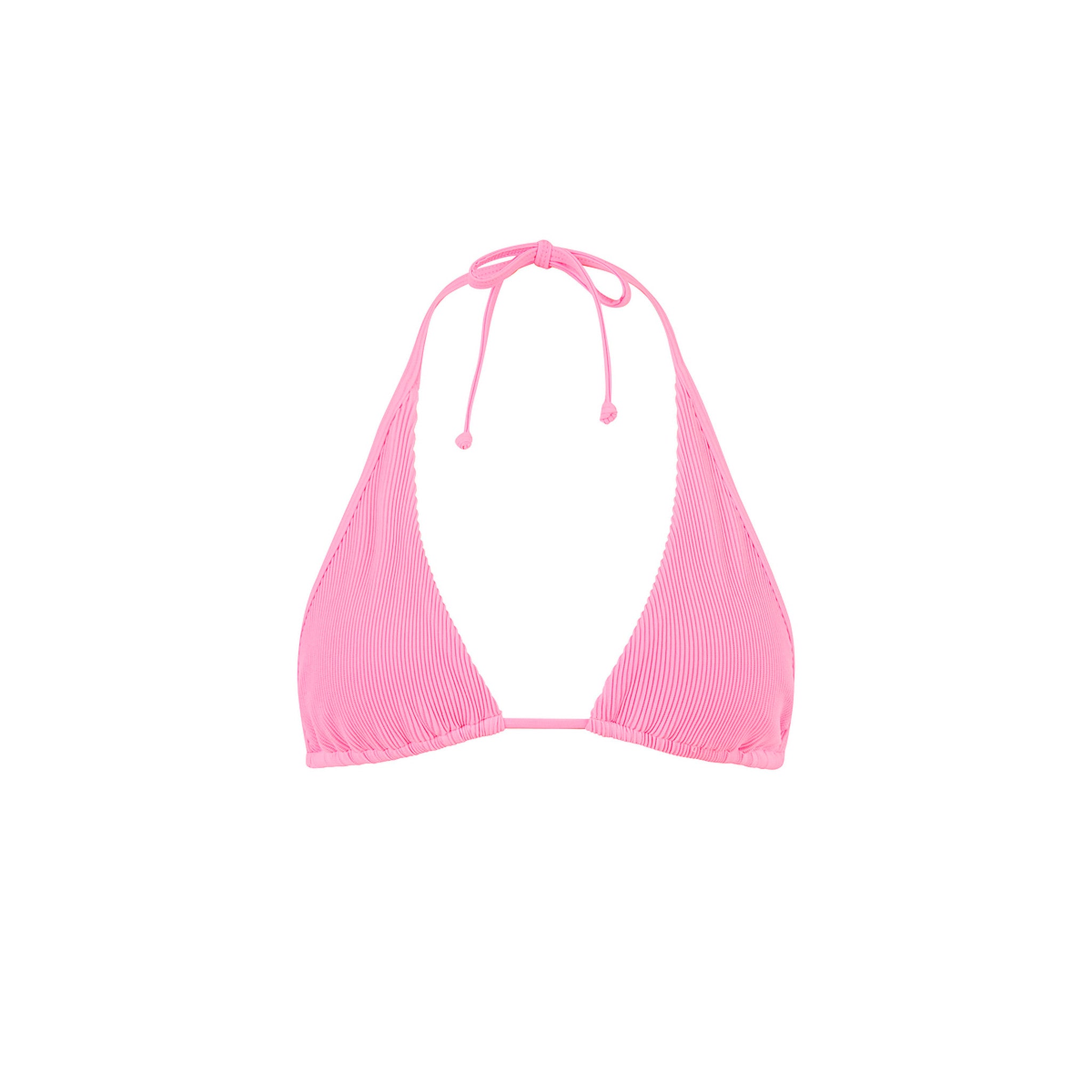 KULANI KINIS Bind Tie Halter Bikini Top   Taffy Pink Ribbed