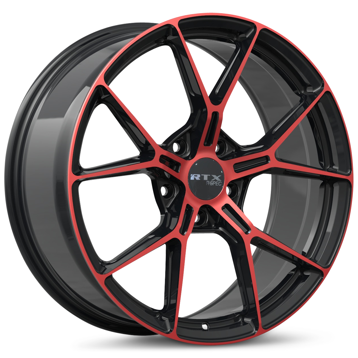 RTXWHEELS 18x8 Alloy Wheel   RTX RS01 083312 Gloss Black Machined Red , with 5x114.3 Bolt Pattern , 38.0 Offset , 73.1 HubBore