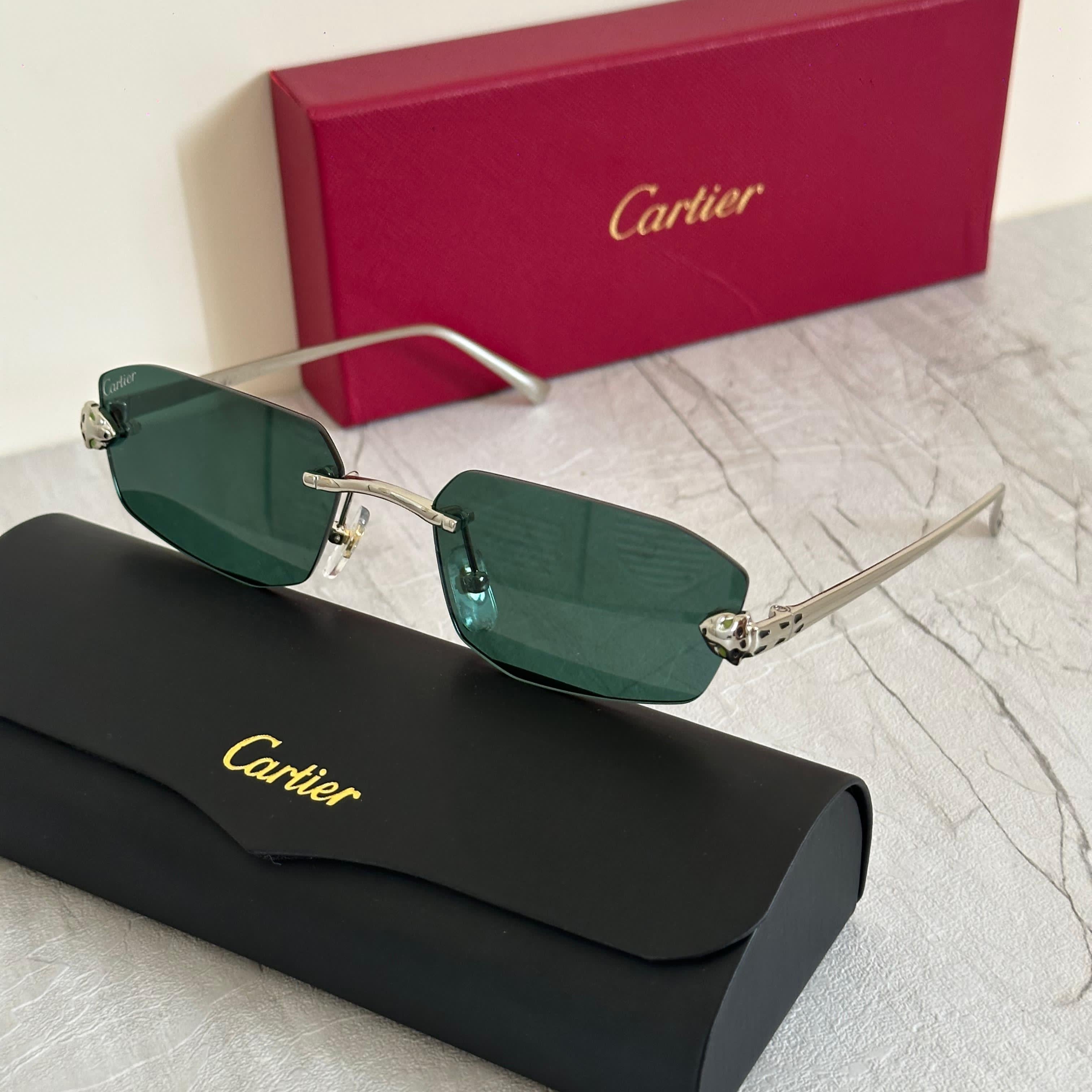 Cartier CT0282S Rectangular Rimless Sunglasses