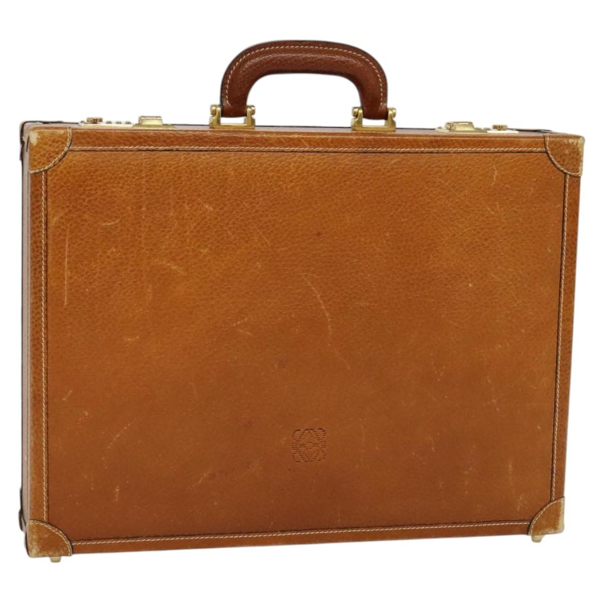 LOEWE Anagram Trunk Leather Brown Gold Auth EC383