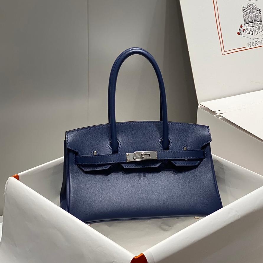 HERMES BAG HM Shoulder Birkin 29cm Deep Blue Swift Leather Silver Hardware
