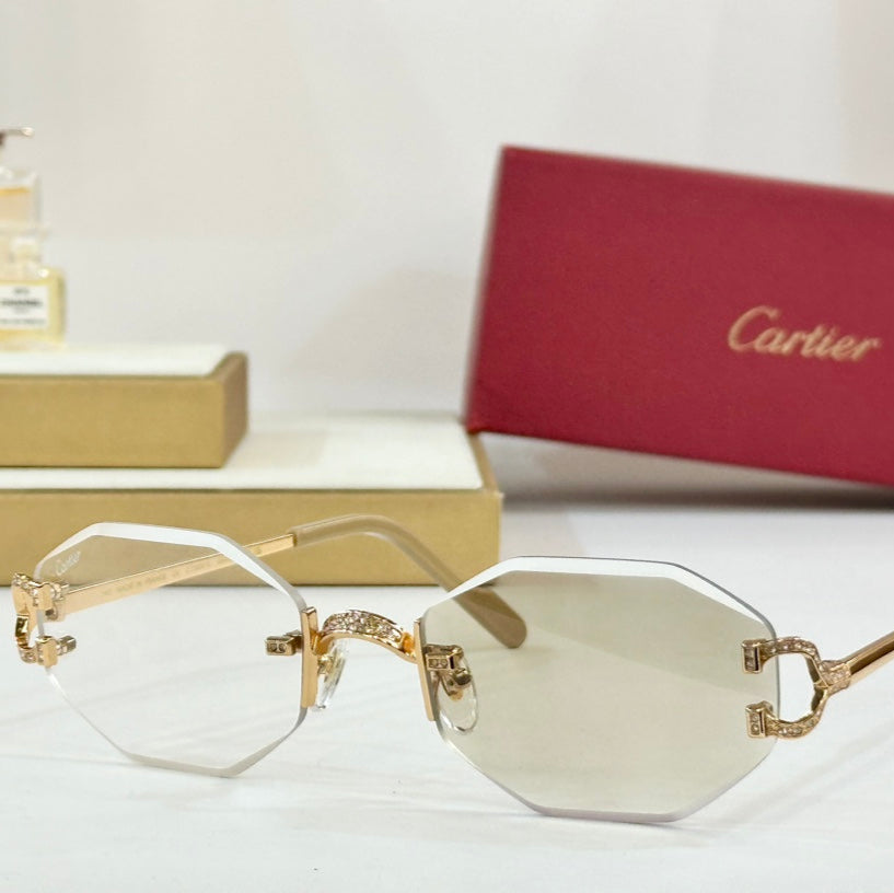 CARTIER SUNGLASSES PHOTOCHROMIC LENSES GEOMETRIC FRAME SUNGLASSES CT0581S IN METAL
