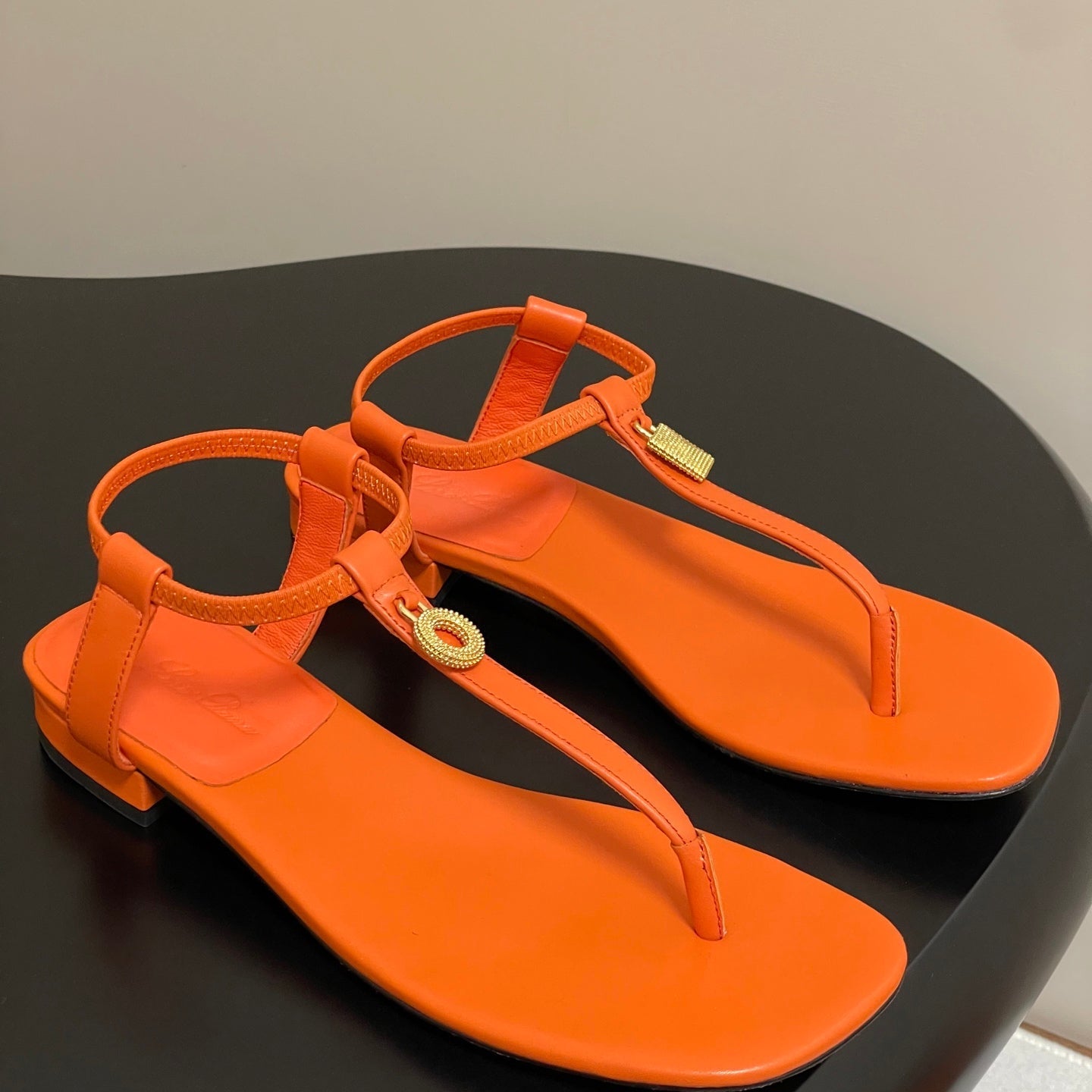 LORO PIANA SHOE LP Mindil Infra Sandal Orange Sheepskin 312161