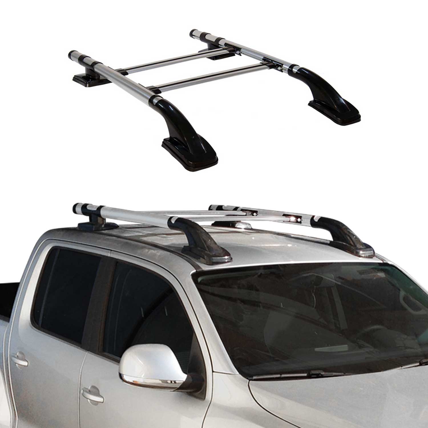OMTEC 2010 2020 VW Amarok Roof Rack Rails Side Rails Silver