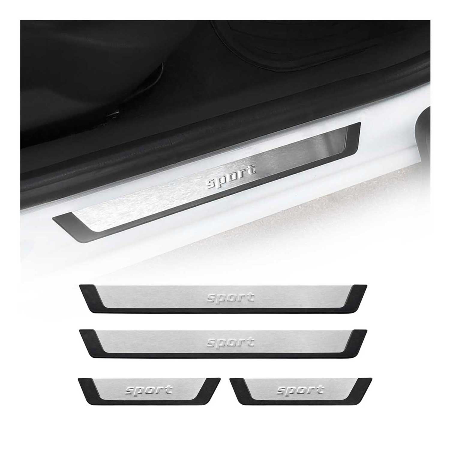 OMTEC Suzuki Vitara Door Sill Scuff Plate Scratch Protector Sport Brushed Stainless Steel 4Pcs