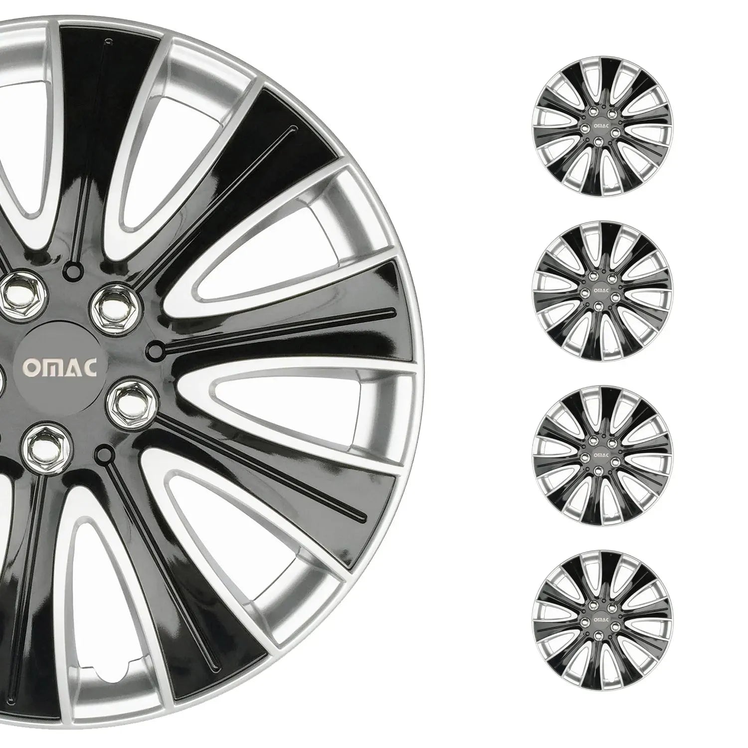 SPARCO Pisa Hub Caps Wheel Cover 16" Grey & Black Full Set 4 pcs.