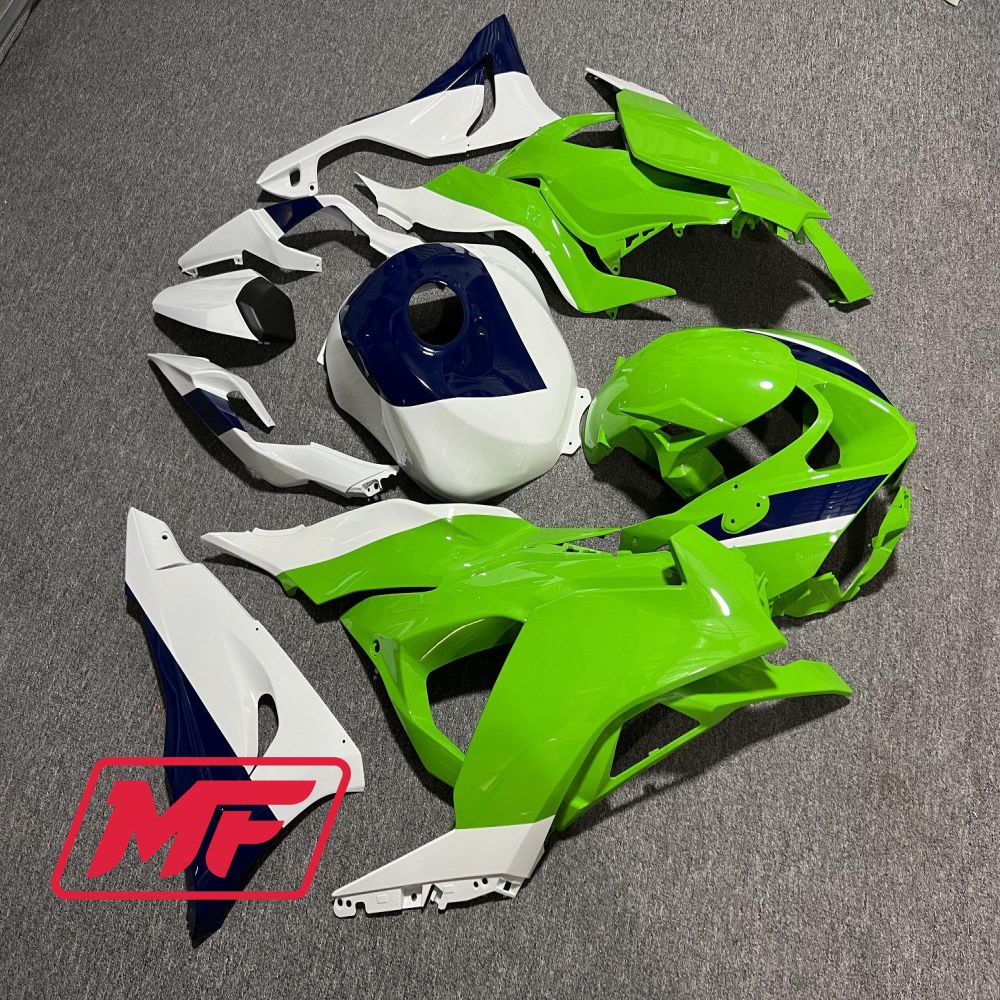 Monster Fairings Full Kit Kawasaki ZX 6R 2024 Green Black White + Windshield + Gas Tank Cover