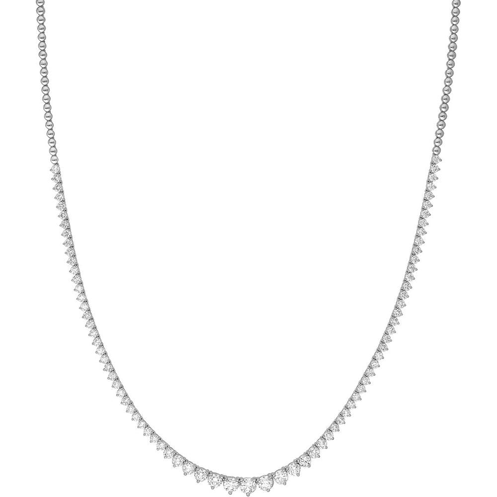 Olas d'Oro   14K White Gold Diamond Graduated Tennis Necklace   5.20 Carat Total Diamond Weight