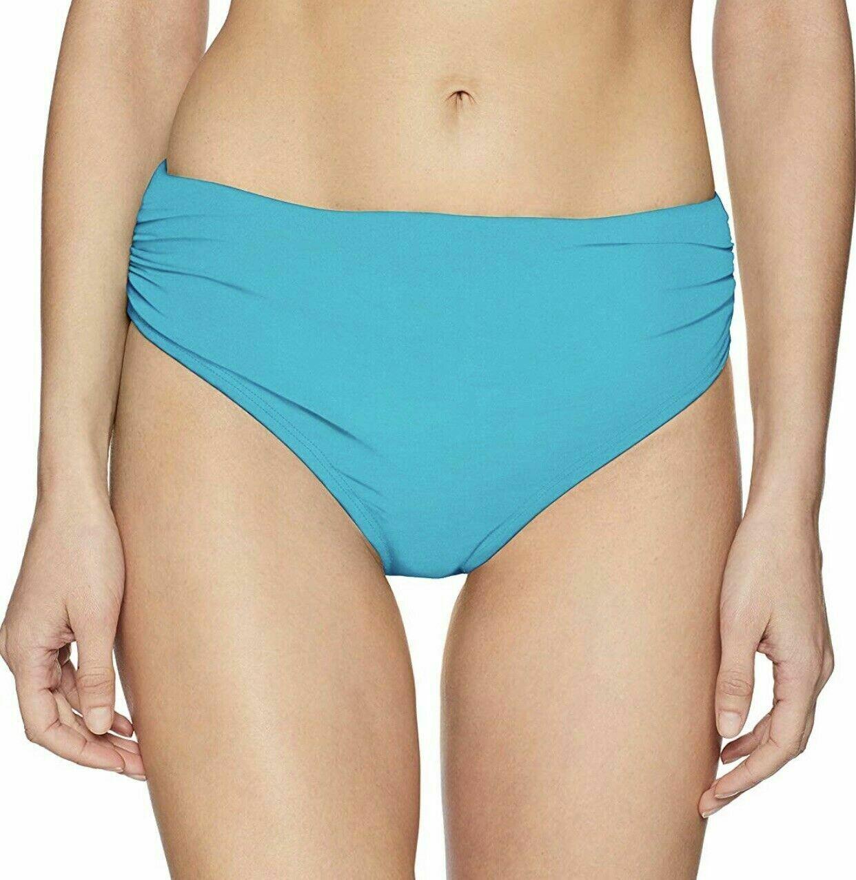 NWT Kenneth Cole New York Teal Shirred Band Hipster Bikini Bottom Women's Size S