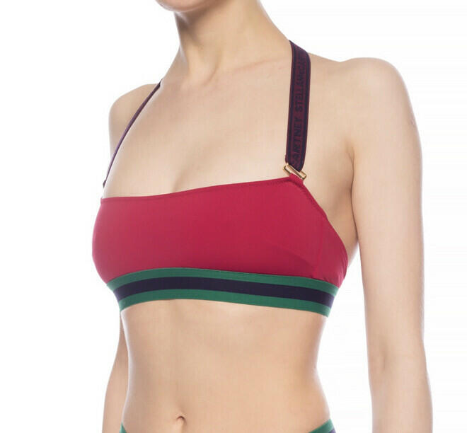 NWT STELLA MCCARTNEY Womens Bandeau Bikini Top Burgundy Size XS