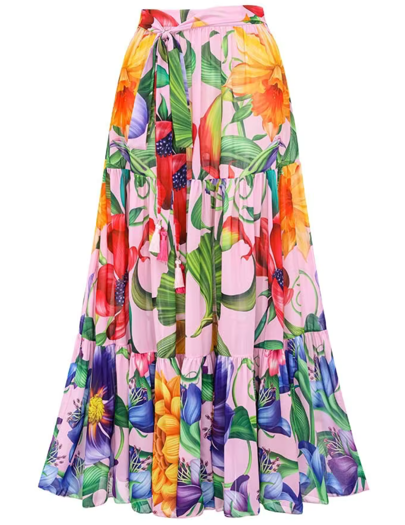 St. Barths La Robe Tiered Maxi Cover Up Skirt