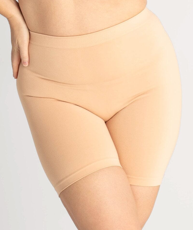 P LABS Underbliss Seamless Bamboo Blend Anti Chafing Shorts   Frappe