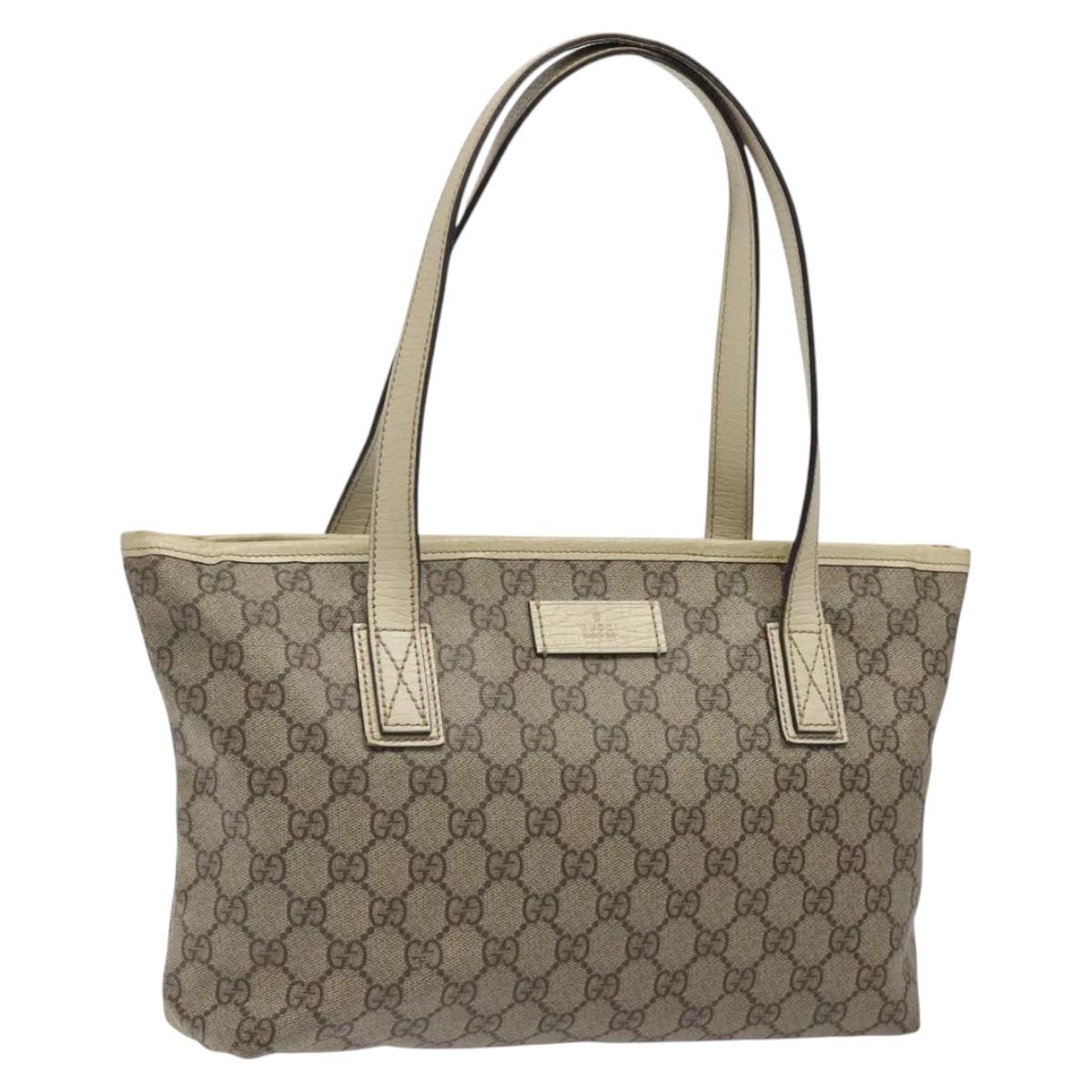 GUCCI GG Supreme Tote Bag PVC Beige Silver 181086 Auth yk18145