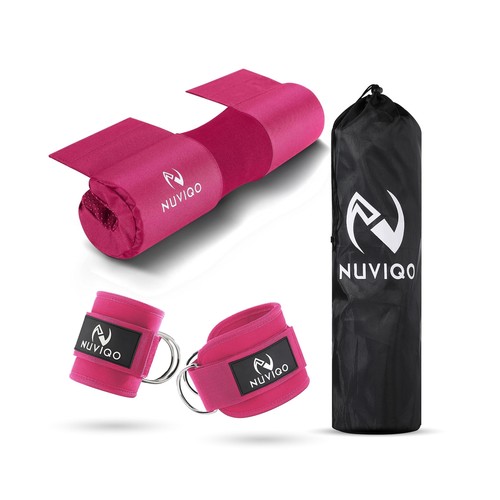 Barbell Pad & 2 Ankle Straps for Cable Machine   Gym Accessories fo... Fast Ship