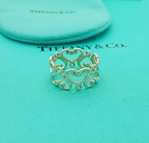Tiffany & Co. Silver Paloma Picasso Venezia Goldoni Heart Ring P1 2UK  8US  57EU
