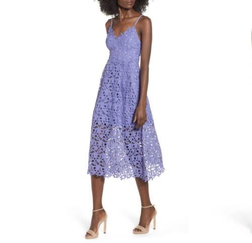 ASTR The Label Women’s Lavender Lace Midi Dress A Line Fit Flare Sleeveless Sz s