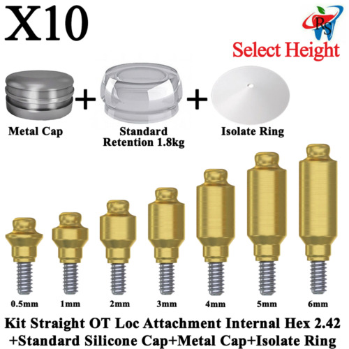 10 Kit Straight OT Loc Attachment Int Hex 2.42 Standard Silicone Metal Cap Ring